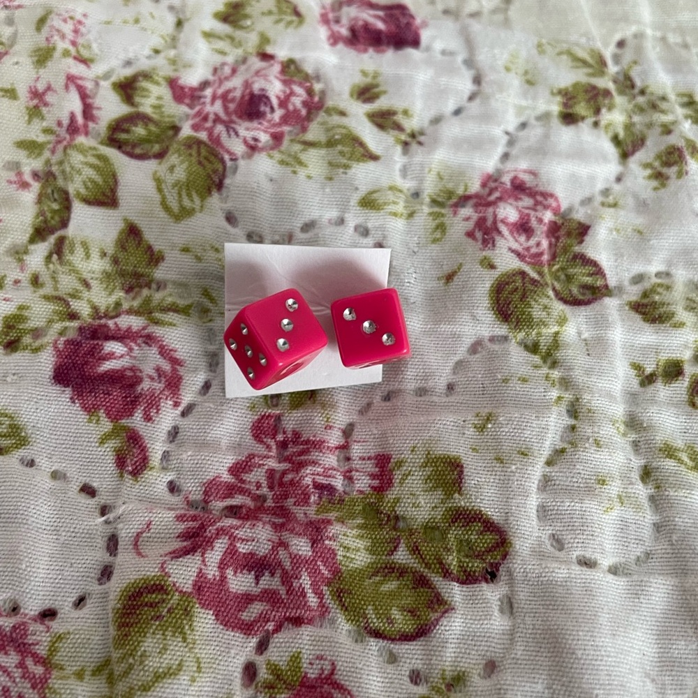 Pink Dice Stud Earrings
